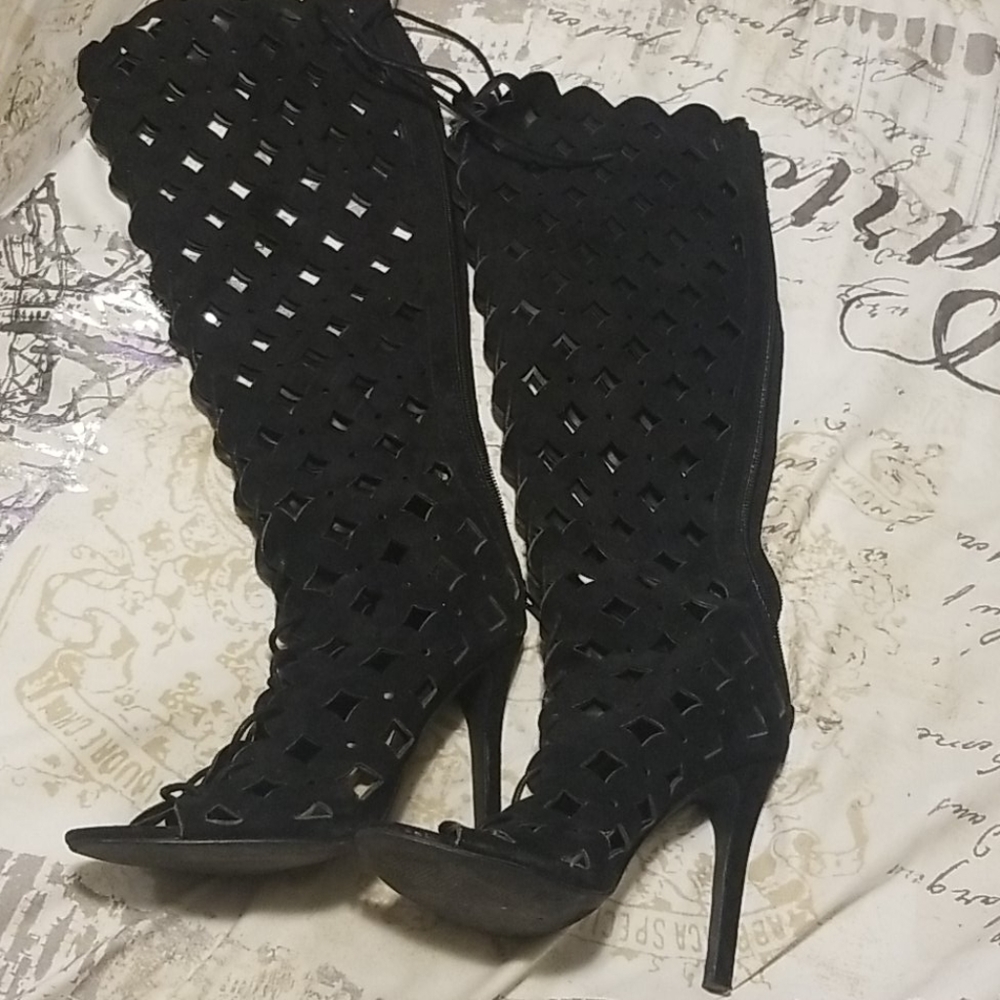 Just fab black knee high heels